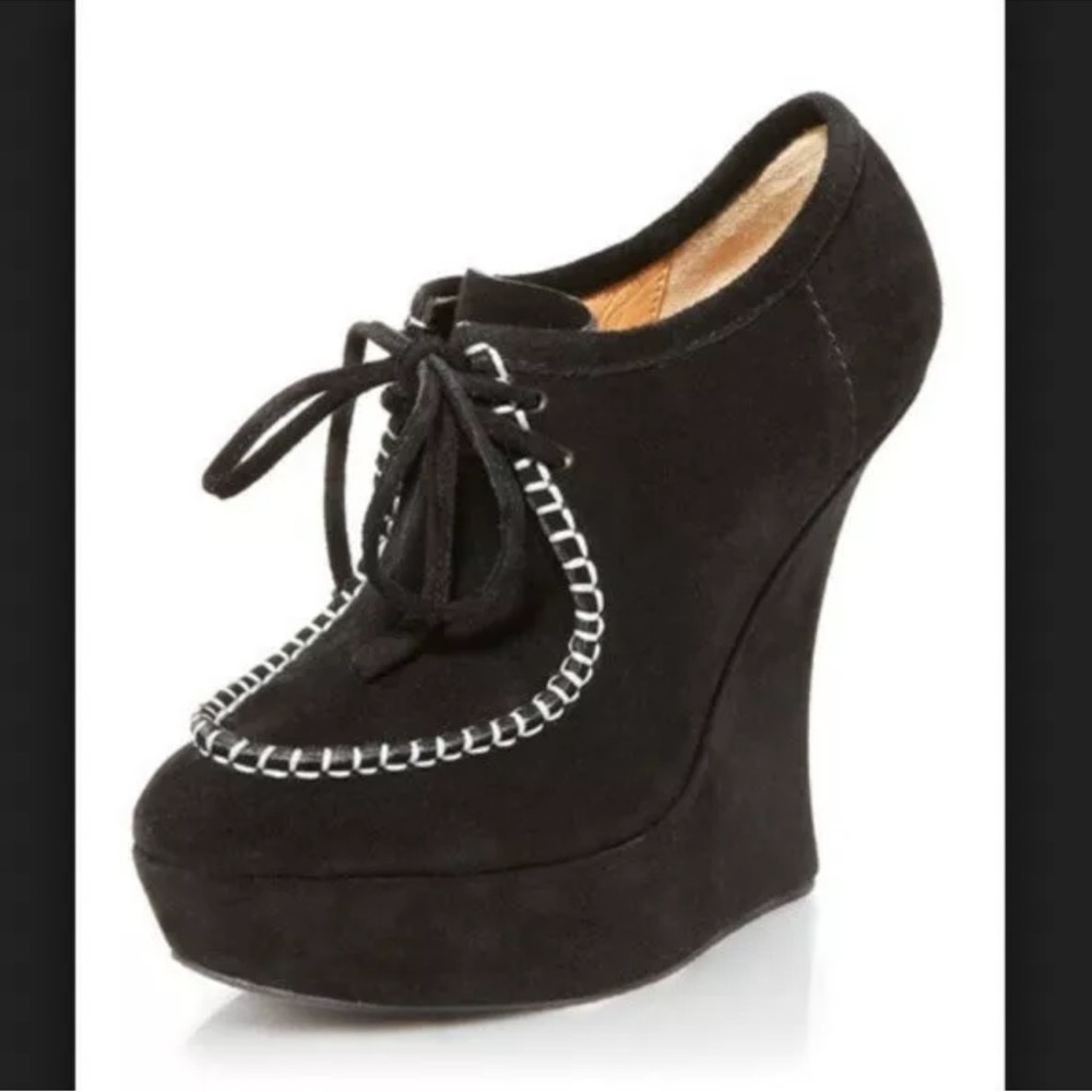 Women's Black Suede Wedge Shoes